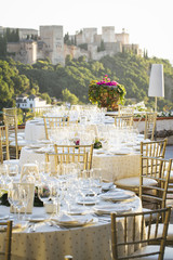 Wedding table setting with decoration.