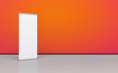 Mock up of realistic roller banner. 3d illustration 
