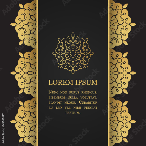 "Vector banner with borders, logo and a black background 
