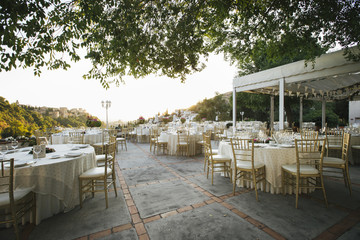 Wedding table setting with decoration.