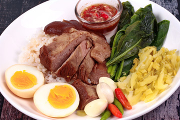 Jasmine Rice with stewed pork hock,Khao Kha Moo Palo.