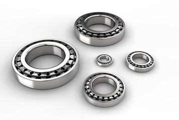 3D illustration of tapered roller bearings