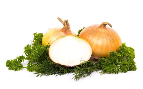 yellow onion isolated on white background