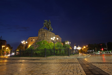 Sofievskaya Square at night illumination. Kiev, Ukraine
