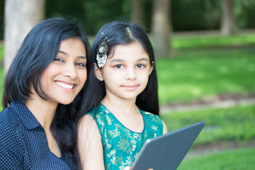 Happy family using tablet