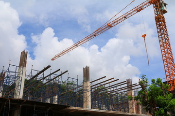 work construction and scaffold in site workplace  building