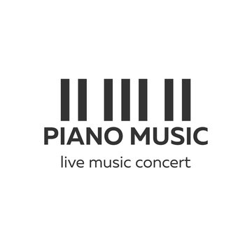 Piano concert logo design. Live music concert. Piano keys. Vector illustration.