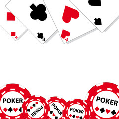 Ace with chip on white background