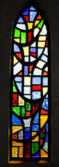 Church's stained glass window. Vertical