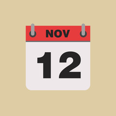 calendar flipping date time day month November simple flat vector illustration application app logo icon