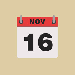 calendar flipping date time day month November simple flat vector illustration application app logo icon