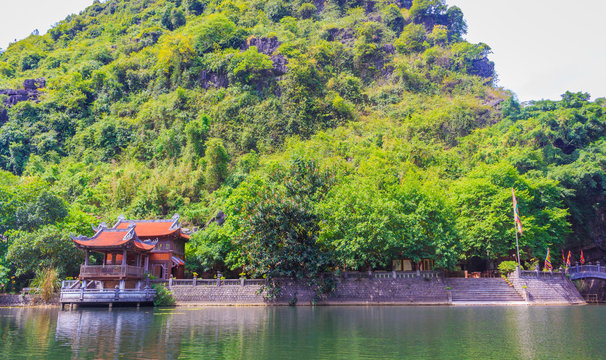 Temple behind the river.