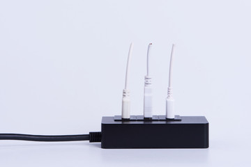  USB hub with severed cables, Connectivity problem concept