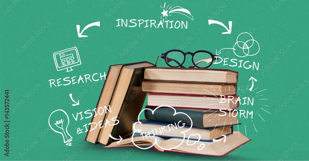 Aufkleber digital composite image of books with icons
