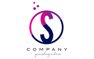 S Circle Letter Logo Design with Purple Dots Bubbles