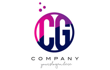 CG C G Circle Letter Logo Design with Purple Dots Bubbles
