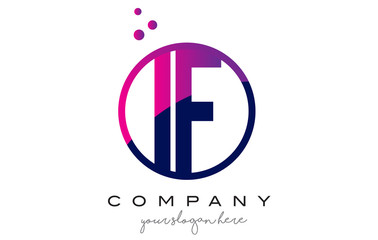 IF I F Circle Letter Logo Design with Purple Dots Bubbles