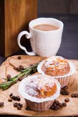 hot coffee with muffin