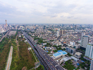 Fototapeta na wymiar Aerial view of Cityscape of Bangkok