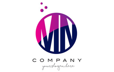 MN M N Circle Letter Logo Design with Purple Dots Bubbles