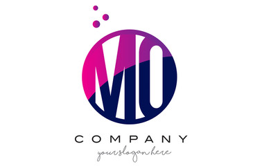 MQ M Q Circle Letter Logo Design with Purple Dots Bubbles
