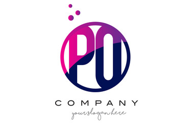 PQ P Q Circle Letter Logo Design with Purple Dots Bubbles