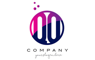 QQ Q Q Circle Letter Logo Design with Purple Dots Bubbles