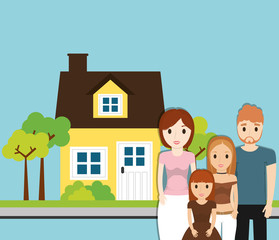 Obraz na płótnie Canvas family home with tree garden image vector illustration eps 10