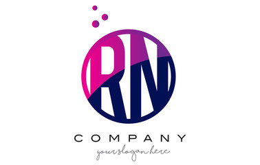 RN R N Circle Letter Logo Design with Purple Dots Bubbles