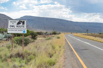 Road sign for scenic Owl Route to Nieu-Betesda