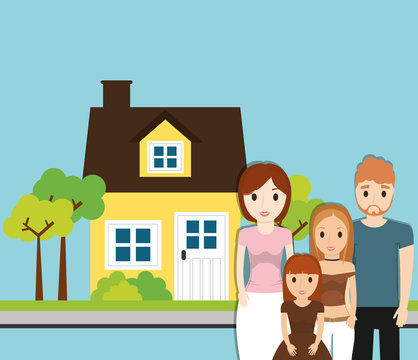 Family Home With Tree Garden Image Vector Illustration Eps 10