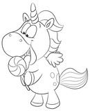 "Einhorn leckt an einem Lutscher Vektor Illustration ...