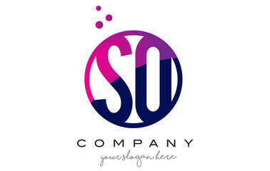 SQ S Q Circle Letter Logo Design with Purple Dots Bubbles