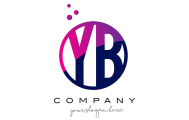 YB Y B Circle Letter Logo Design with Purple Dots Bubbles