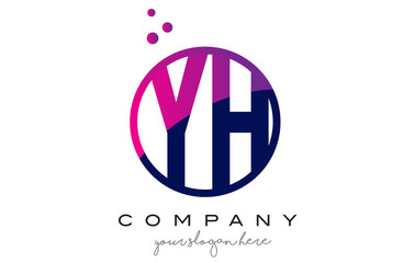 YH Y H Circle Letter Logo Design with Purple Dots Bubbles