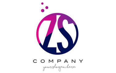 ZS Z S Circle Letter Logo Design with Purple Dots Bubbles