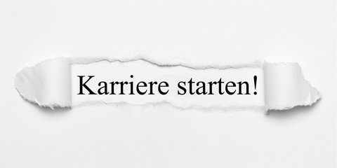 Karriere starten! auf weißen gerissenen Papier
