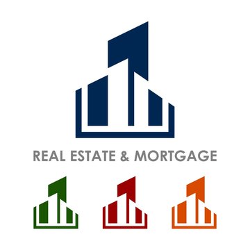 Real Estate and Mortgage Design Logo Vector Isolated, Storey Building Outline