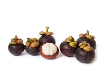 Mangosteen on white background