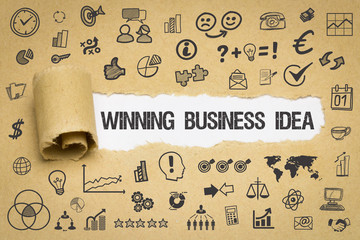 Winning Business Idea / Papier mit Symbole