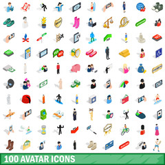 100 avatar icons set, isometric 3d style