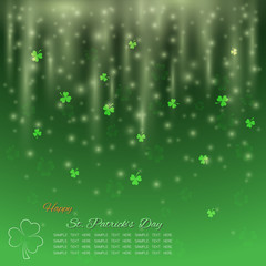 St. Patrick's Day background, Green shamrock with glitter light