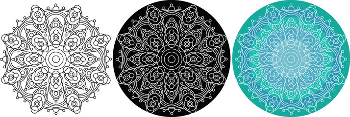Natural mandala of circles for coloring book. Round pattern
