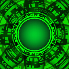 Background of futuristic technology in green shades