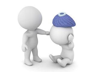Fototapeta premium 3D Character offering comfort to a sick person