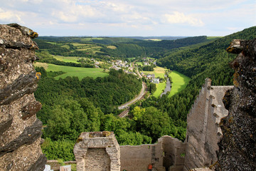 Fototapeta na wymiar View from Bourscheid Castle in the Ardennes, Luxembourg