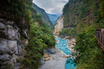 Taroko national park with river and rock in Taiwan.