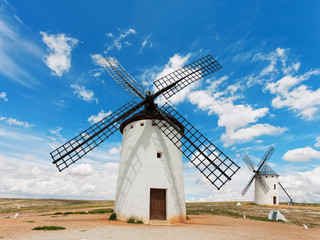 Medieval windmills in  Campo de Criptana, Castilla La Mancha, Spain.