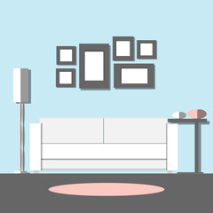 Living room interior. Modern design with furniture. Flat style v