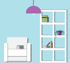 Living room Modern, Flat vector illustration.